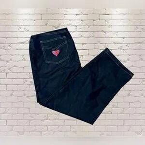 Bob Mackie Wearable Art Jeans Womens‎ M Dark Wash Heart Pocket Embroidered Denim
